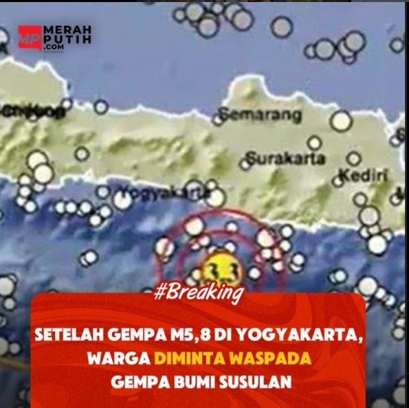 Setelah Gempa M 5,8 di Yogyakarta, Warga Diminta Waspada Gempabumi Susulan
