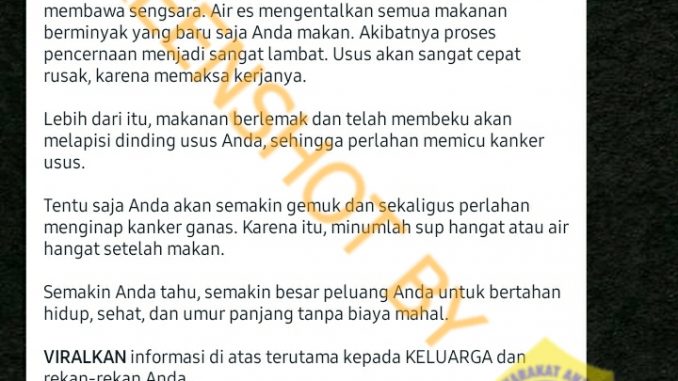 tangkapan layar hoaks. 