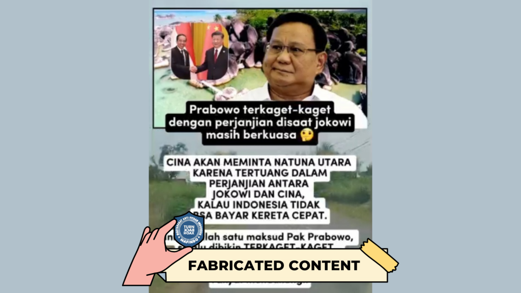 [HOAKS atau FAKTA]: Indonesia tak Mampu Lunasi Utang Whoosh, China Ambil Alih Kepemilikan Natuna Riau