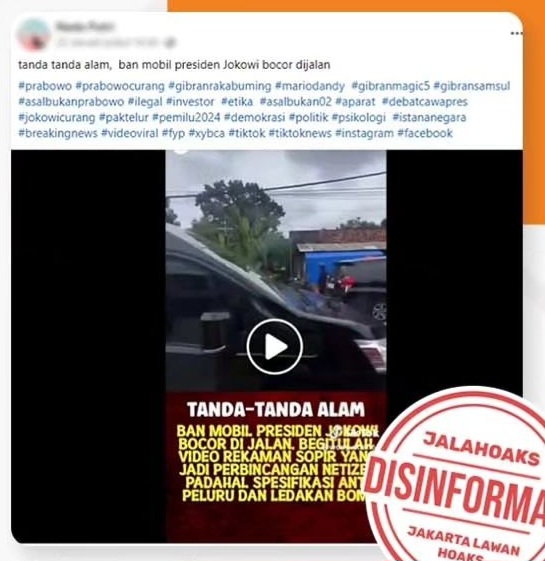 [HOAKS atau FAKTA] Ban Mobil Presiden Jokowi Bocor di Jalan