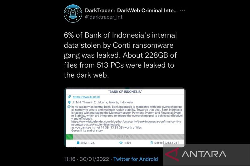 Pencurian Data Bank Indonesia Terus Berlanjut, Pakar: Ransomware Conti Sangat Berbahaya