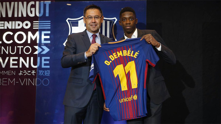Viral, Aksi Kocak Dembele Saat Presentasi di Barcelona