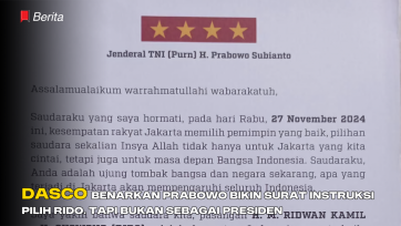 Dasco Benarkan Prabowo Bikin Surat Instruksi Pilih RIDO, Tapi Bukan Sebagai Presiden