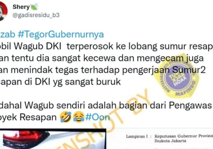 [HOAKS atau FAKTA]: Mobil Wagub DKI Riza Patria Terperosok di Sumur Resapan