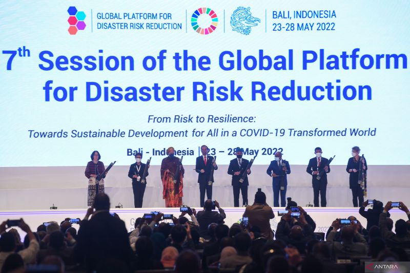 Pembuka Global Platform for Disaster Risk Reduction (GPDRR) 2022 di BNDCC, Nusa Dua, Bali, Rabu (25/5/2022). (ANTARA/Wahyu Putro A)