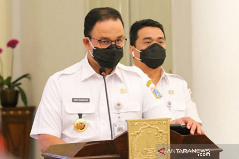Gubernur DKI Jakarta, Anies Baswedan kembali menetapkan Pembatasan Sosial Berskala Besar (PSBB) di DKI Jakarta di Balai Kota Jakarta Kamis, (10/9/2020). ANTARA/jakarta.go.id/pri. (ANTARA/jakarta.go.id)