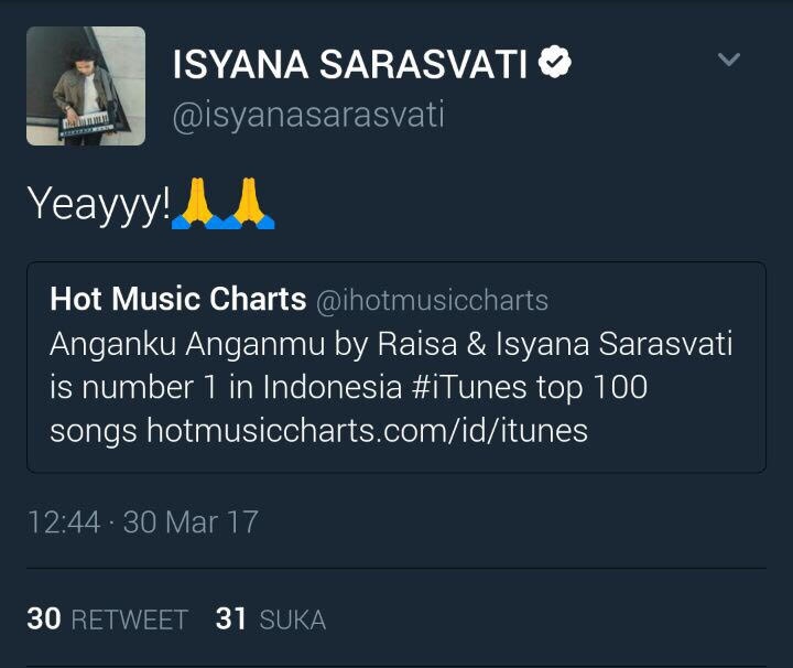 Screenshoot Twitter Isyana