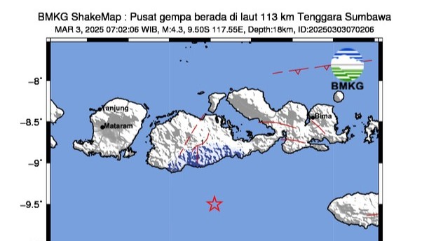 Gempa Guncang Sumbawa Barat Hari ini, Tidak Berpotensi Tsunami