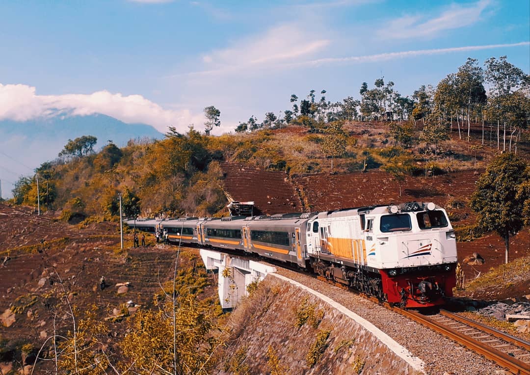 Kereta api Mutiara Selatan saat melintas di Kadungora, Garut. Foto: labibb.muzakki/wikipedia