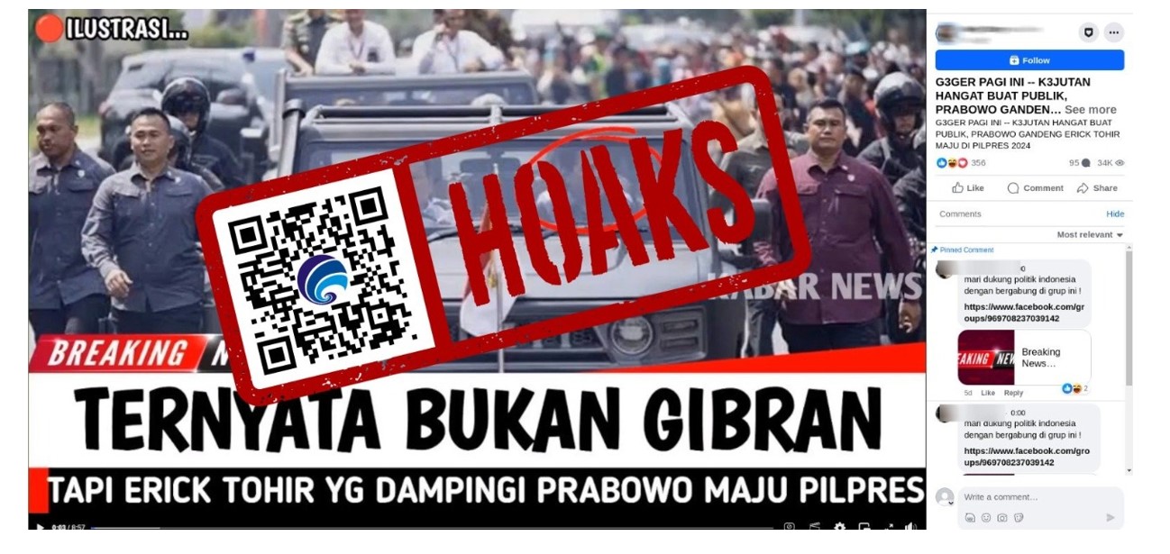 [HOAKS atau FAKTA]: Prabowo Jadikan Erick Thohir Cawapres