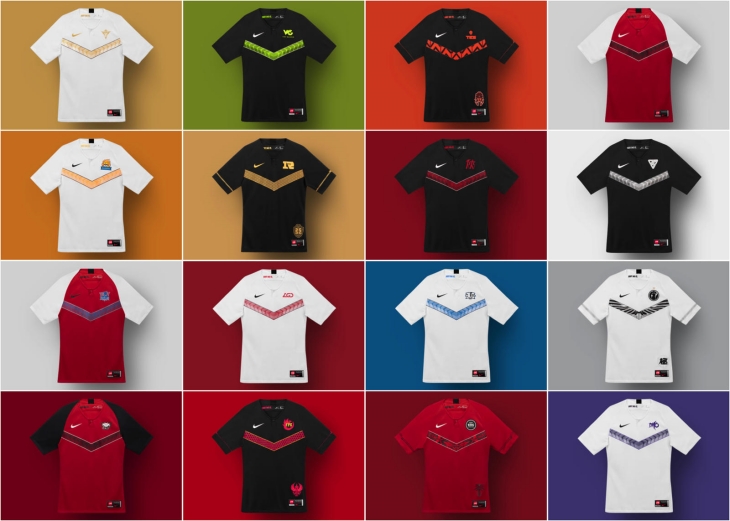 Desain seragam yang dibuat Nike untuk ke-16 tim LPL (Foto: Nike News)