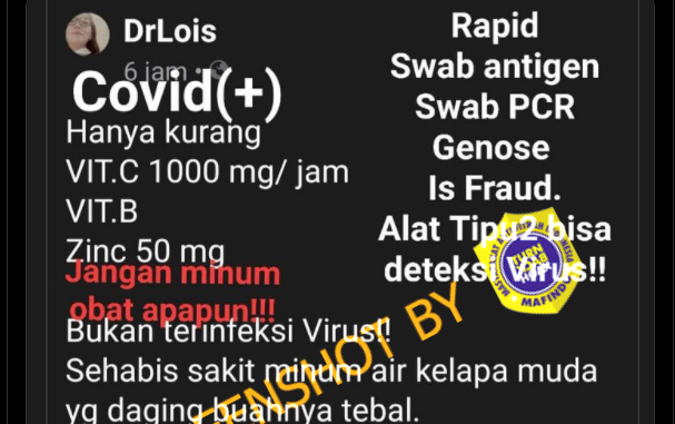 Tangkapan layar hoaks. (Foto: Antara)