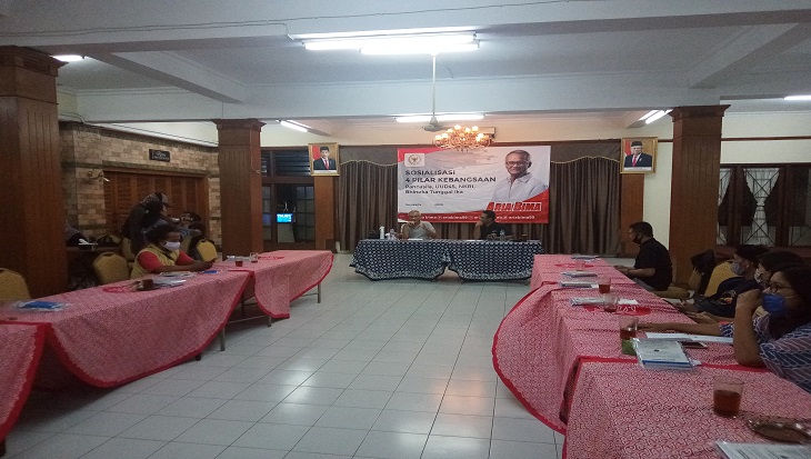 Wakil Ketua Komisi VI DPR RI, Aria Bima menggelar acara Sosialisasi Empat Pilar Kebangsaan di Solo, Jawa Tengah, Sabtu (22/8). (MP/Ismail)