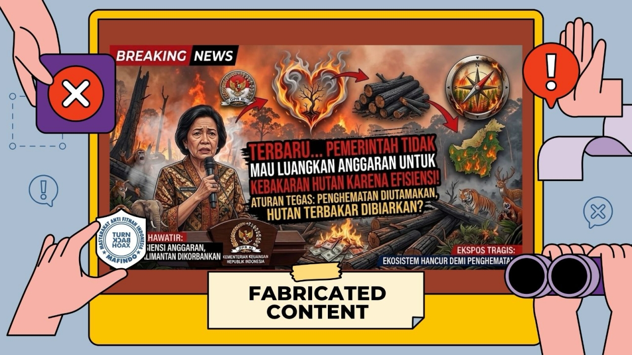 [HOAKS atau FAKTA ]: Pemerintah Enggan Keluarkan Anggaran untuk Tangani Karhutla Kalimantan karena Efisiensi