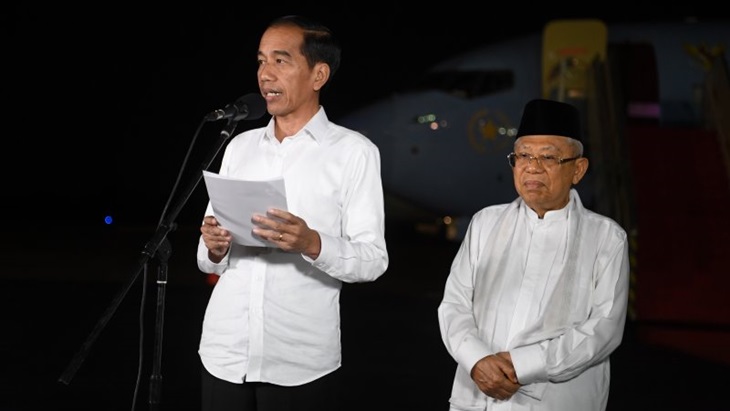 Jokowi-Amin di Halim Perdanakusuma. (Antaranews)