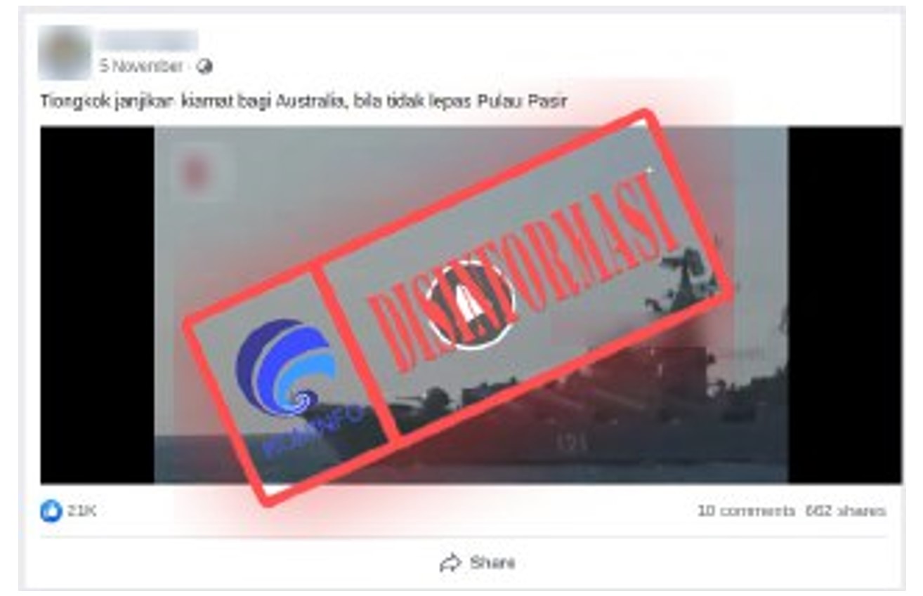 [HOAKS atau FAKTA]: Tiongkok Ancam Australia Bila Tidak Lepas Pulau Pasir