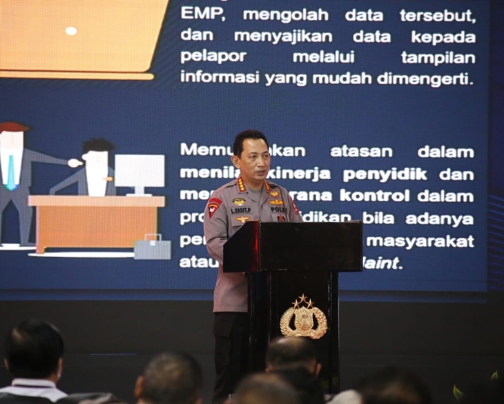 Kapolri Jenderal Listyo Sigit Prabowo langsung me-launching SP2HP di Rupatama Mabes Polri, Jakarta Selatan, Senin (26/4). (Foto: MP/Divisi Humas Polri)