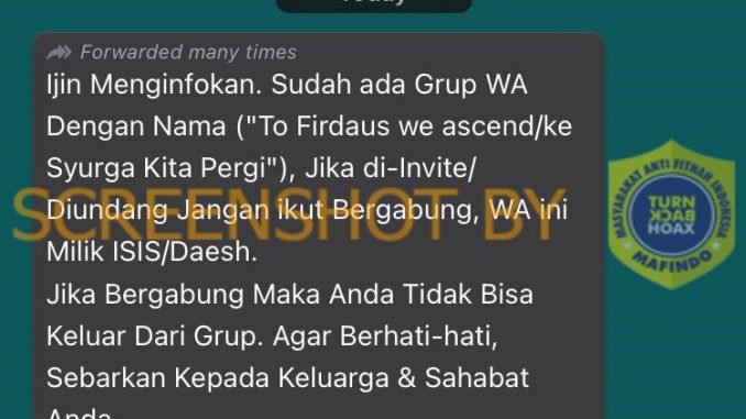 Tangkapan layar penyebar informasi. (Foto: Mafindo)
