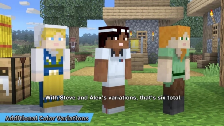 Pilihan kostum Steve yang menyerupai karakter standar game Minecraft. (Foto: YouTube Nintendo)