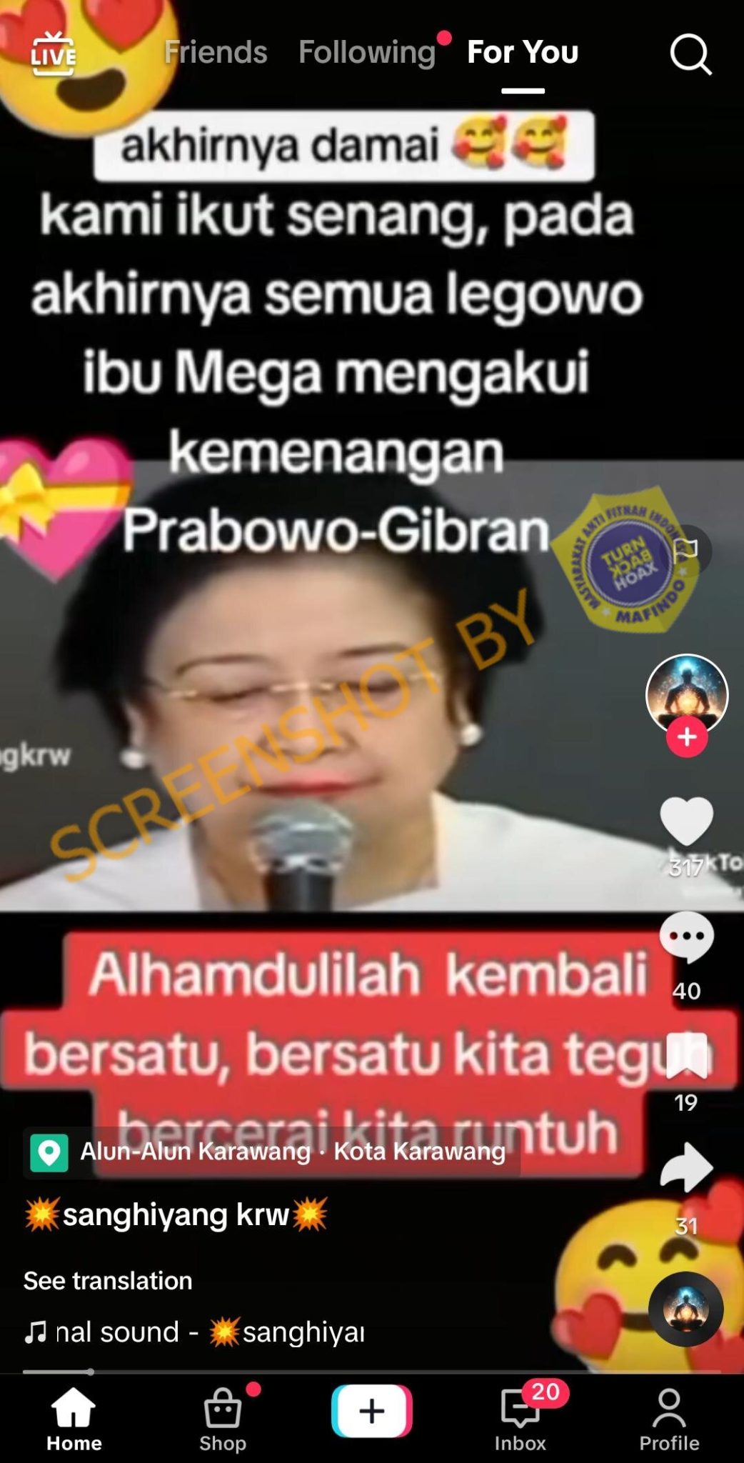 Unggahan video Megawati yang beredar di TikTok
