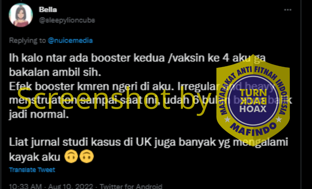 [HOAKS atau FAKTA]: Vaksin COVID-19 Pengaruhi Siklus Menstruasi