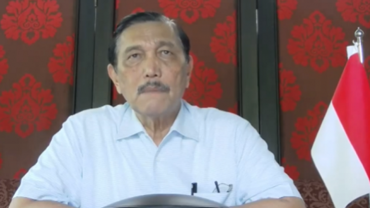 Tangkapan layar - Menteri Koordinator Bidang Kemaritiman dan Investasi Luhut Panjaitan dalam seminar daring di Jakarta, Sabtu (12/12/2020). ANTARA/Aji Cakti