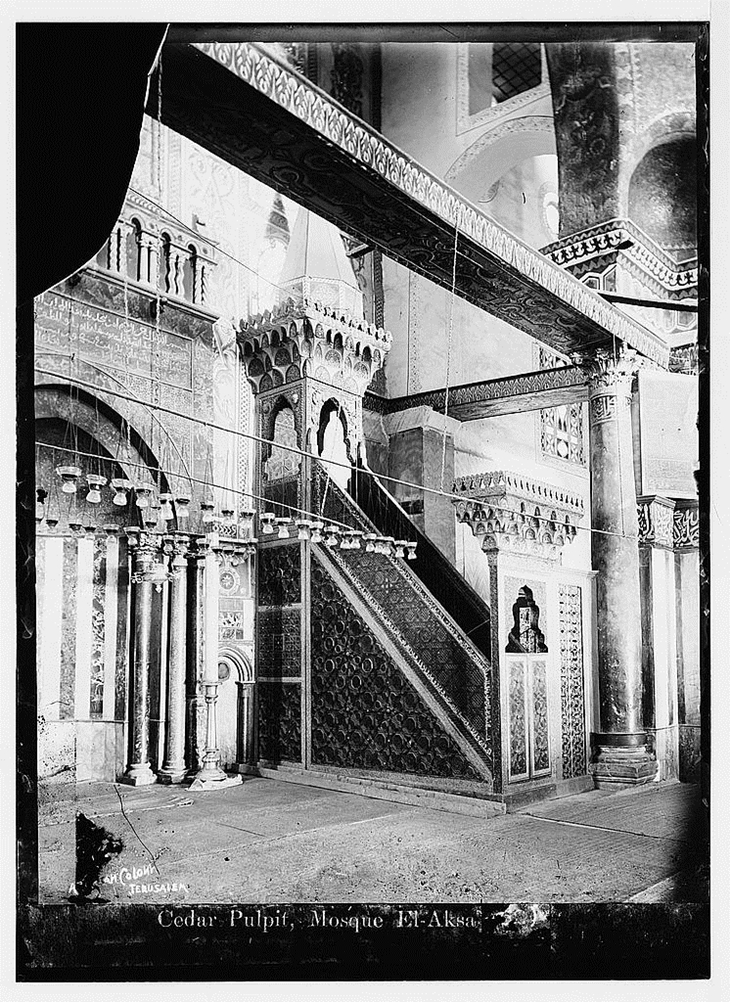 Mimbar di Masjid Al-Aqsa (1898 and 1934). (Foto: Library of Congress/American Colony Jerusalem)