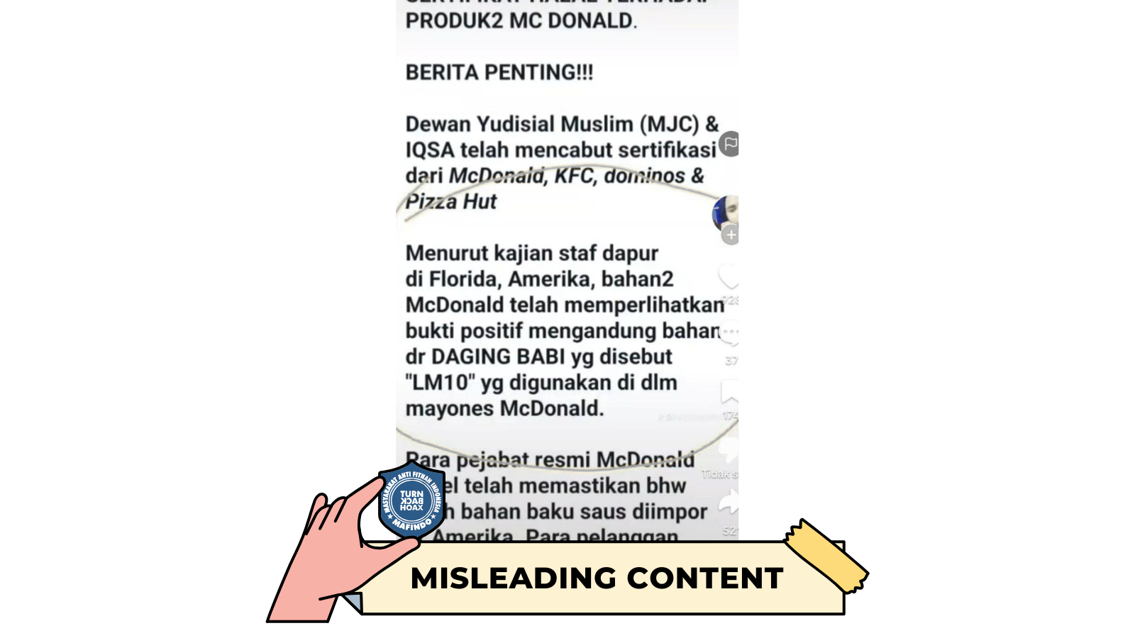 [HOAKS atau FAKTA]: Disebut Mengandung Babi, Sertifikat Halal Produk McDonald’s Dicabut di Indonesia