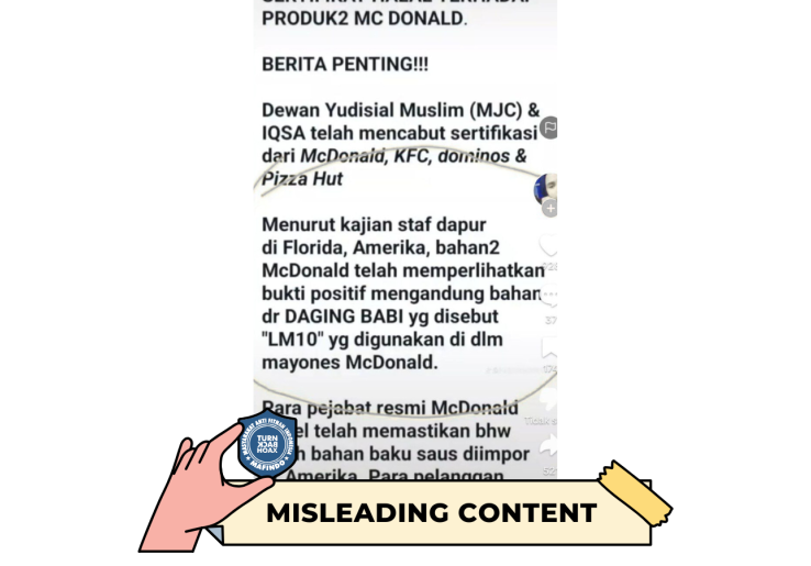 [HOAKS atau FAKTA]: Disebut Mengandung Babi, Sertifikat Halal Produk McDonald’s Dicabut di Indonesia