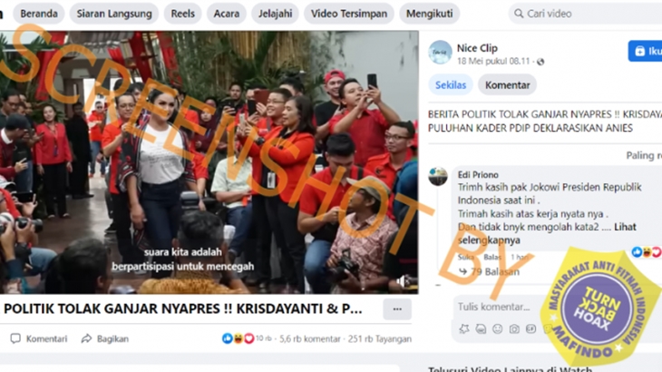 [HOAKS atau FAKTA]: Tolak Ganjar Nyapres, Puluhan Kader PDIP Deklarasikan Dukung Anies