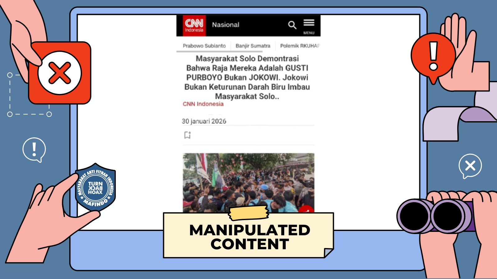 [HOAKS atau FAKTA]: Demo Menolak Jokowi Dijadikan Raja Jawa