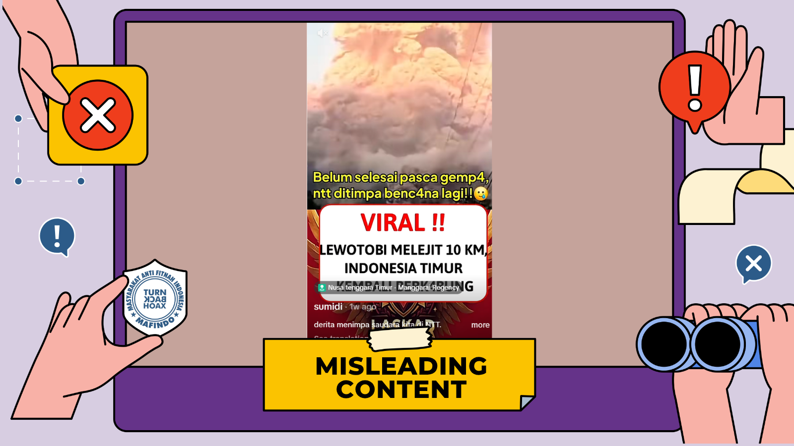 [HOAKS atau FAKTA] : Gunung Lewotobi Langsung Erupsi setelah Gempa Flores