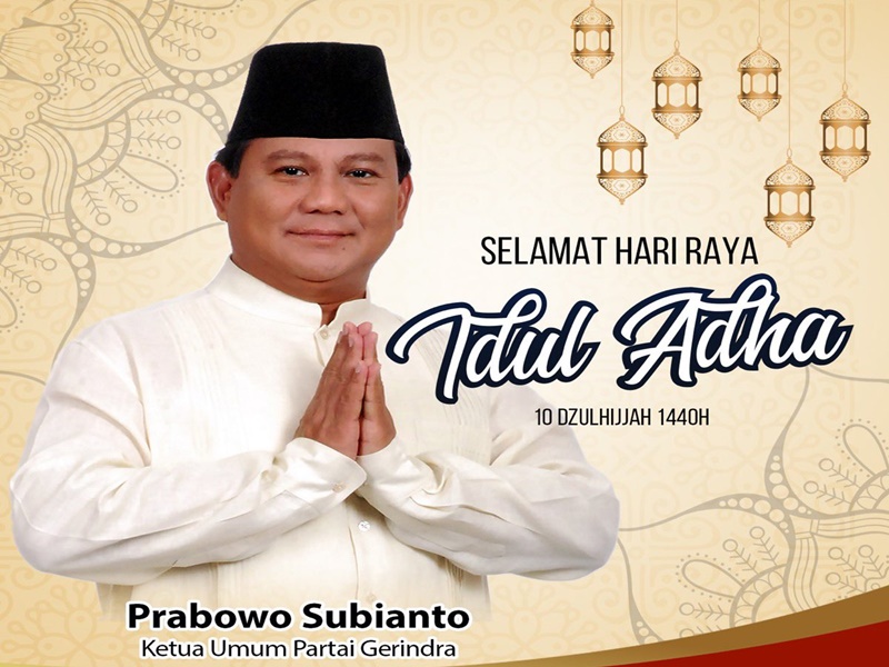 Lewat Akun Twitter, Prabowo Sampaikan Ucapan dan Pesan Iduladha