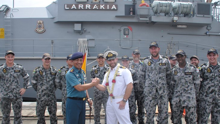 Lantamal III Jakarta Sambut Kedatangan Kapal Perang Australia