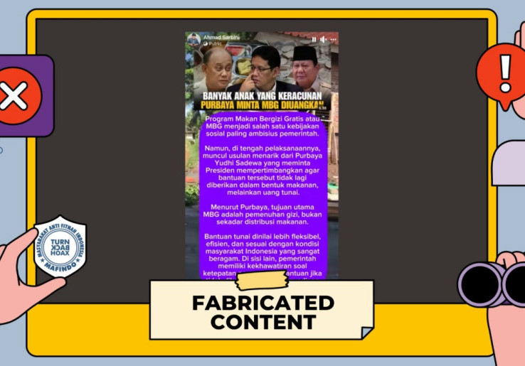 [HOAKS atau FAKTA]: Gara-Gara Banyak Siswa yang Keracunan, Menkeu Purbaya Minta MBG Diganti Uang Tunai