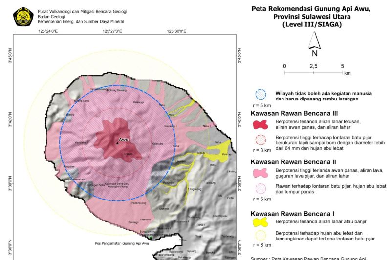 Gunung Ruang Meletus, Gunung Awu Sulut Dinyatakan Status Siaga
