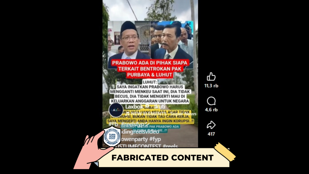 [HOAKS atau FAKTA]: Luhut Minta Prabowo Ganti Menkeu Purbaya, Dianggap tak Paham Pengelolaan Anggaran Negara