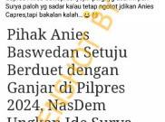 [HOAKS atau FAKTA]: Anies Baswedan Setuju Berduet dengan Ganjar pada Pilpres 2024
