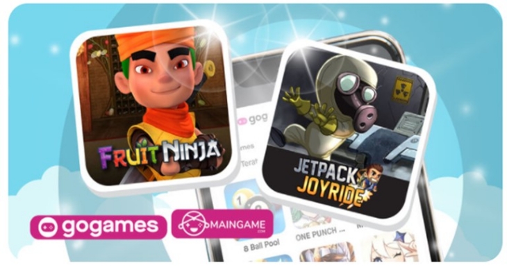 Dua gim segar yang hadir di GoGames, adalah Fruit Ninja dan Jetpack Joyride. (Foto: Gojek)