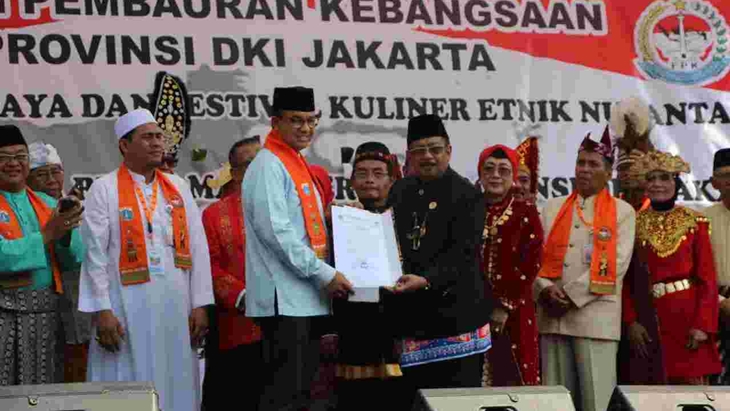 Gubernur DKI Jakarta, Anies Baswedan menghadiri Forum Pembauran Kebangsaan. (MP/Kanugrahan)