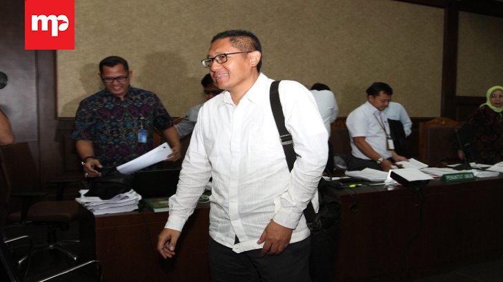 Mantan Ketua Umum Partai Demokrat, Anas Urbaningrum dalam sidang lanjutan korupsi e-KTP. (MP/Dery Ridwansah)