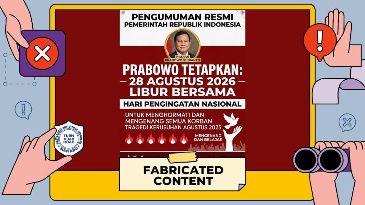 [HOAKS atau FAKTA]: Prabowo Jadikan 28 Agustus Libur Bersama, Kenang Kerusuhan 2025
