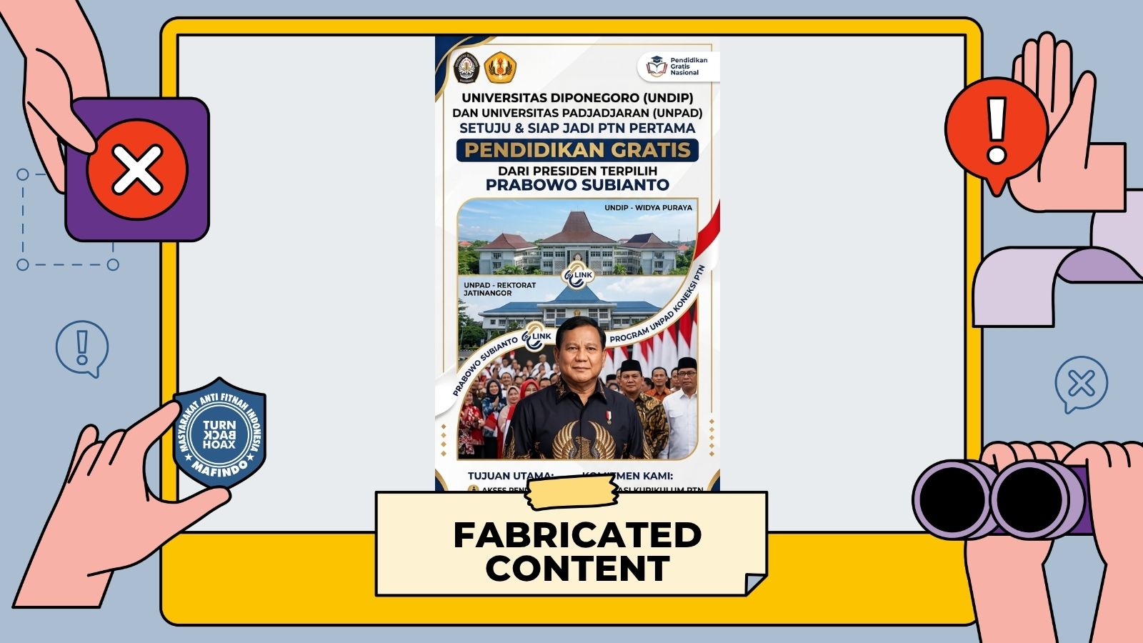 [HOAKS atau FAKTA]: Unpad dan Undip Jadi Kampus yang Ikut Program Pendidikan Gratis Prabowo