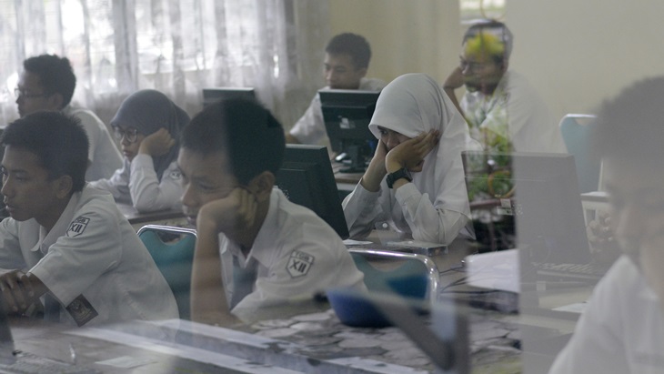 Ujian Nasional Berbasis Komputer. (Foto:ANTARA FOTO/Wahyu Putro A)