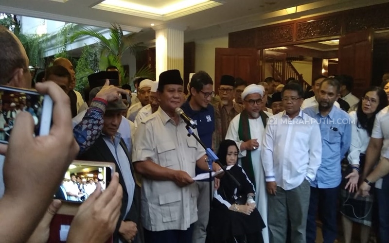 Prabowo dan Sandi saat deklarasi kemenangan ronde 2