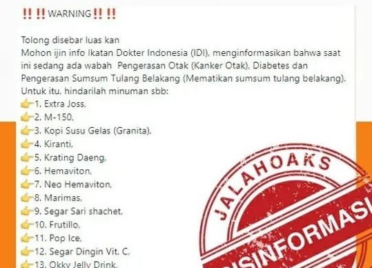 [HOAKS atau FAKTA]: Extra Joss dan Granita Penyebab Kanker Otak