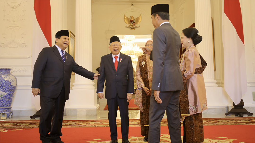 Prabowo, Jokowi, dan Ma'ruf Amin Tampil Akrab di Upacara Praspa TNI-Polri