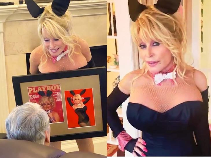 Mengenakan kostum khas telinga kelinci, Parton membagikan foto tersebut dalam unggahan video. (Foto: people.com)