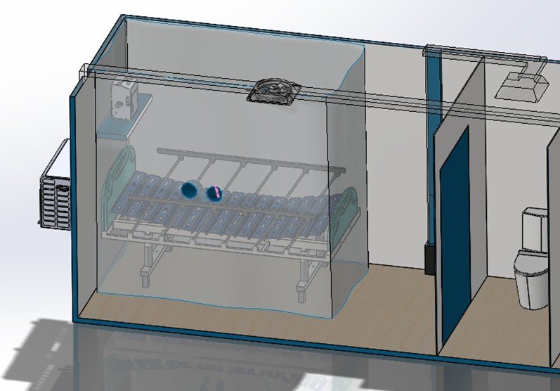 Desain kamar pasien Covid-19 di Rumah Sakit Konteiner rancangan mahasiswa ITS.