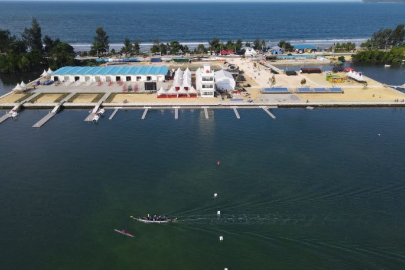 Arena olahraga dayung untuk mendukung pelaksanaan Pekan Olahraga Nasional (PON) XX di Provinsi Papua tahun 2021 yang telah diselesaikan pembangunannya oleh Kementerian PUPR. Pembangunan Venue Dayung telah selesai 100 persen dan sudah dimanfaatkan untuk latihan atlet. ANTARA/HO-Kementerian PUPR